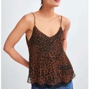 Zara Trafaluc Pleated Leopard Tank
